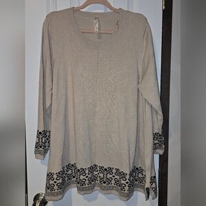 Elegant Beige and Black Tunic Top